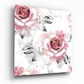 Pink Rose Glass Wall Art.